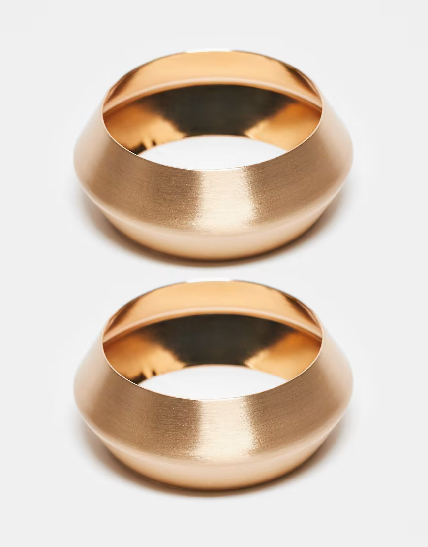 ASOS DESIGN pack of 2 bangles with brushed detail in gold tone | ASOS (Global)