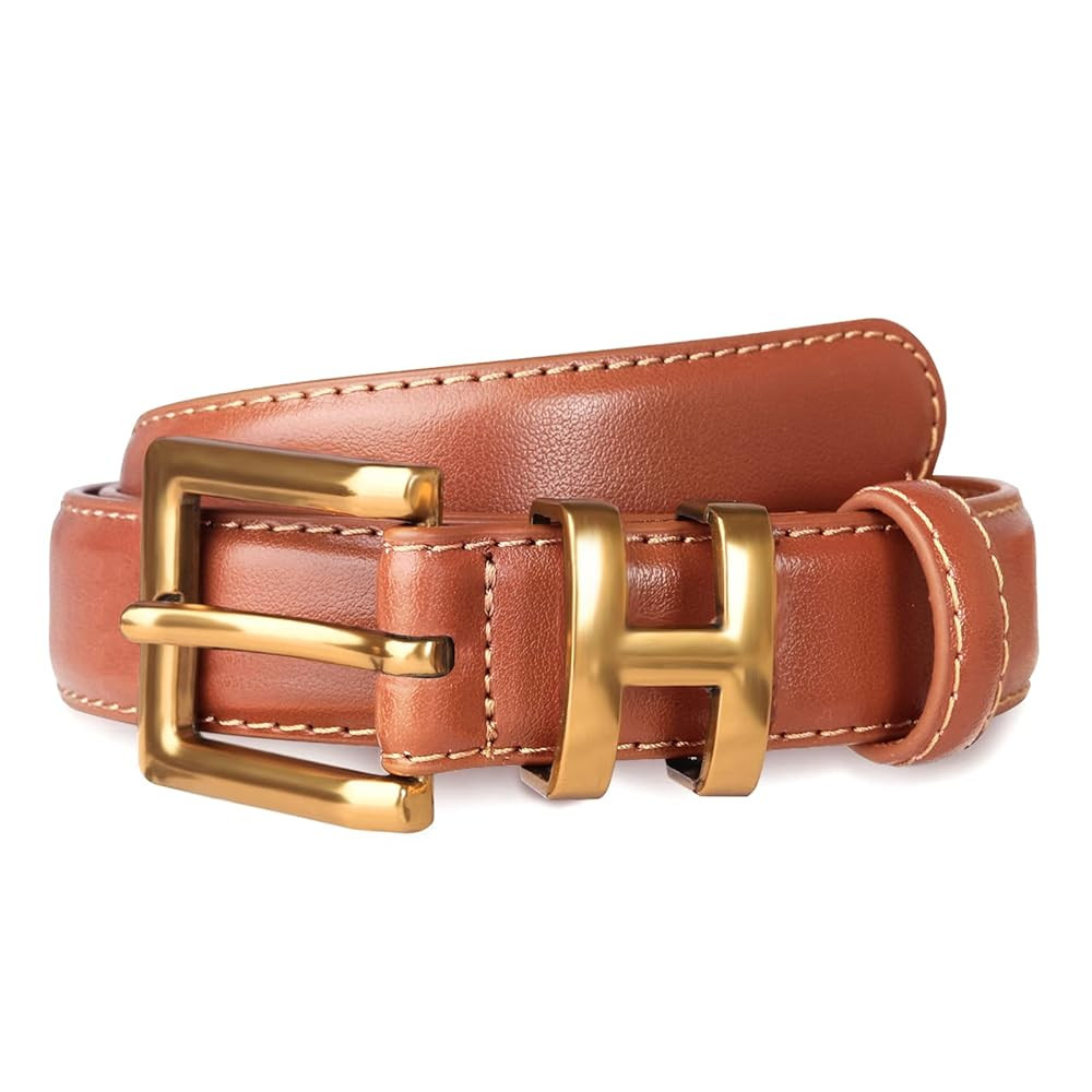 Women's Fashion Classic Metal Buckle Leather Belt with Jeans Dress | Amazon (US)