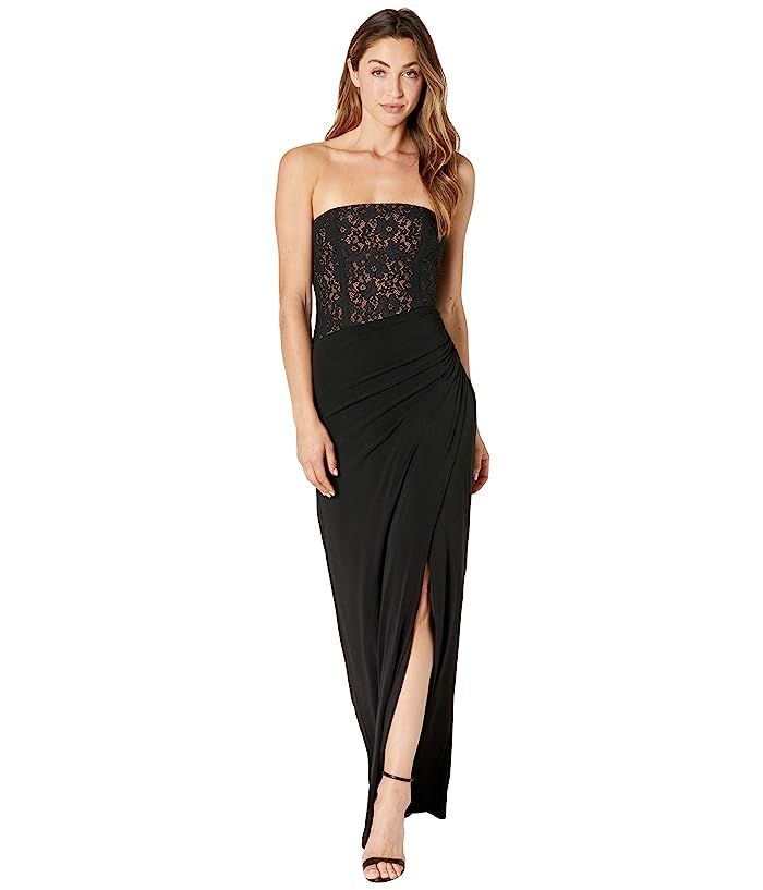 BCBGMAXAZRIA Solid Matte Jersey with DTM Lace Evening Dress | Zappos