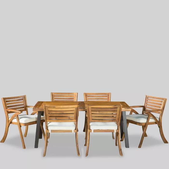 Della-Hermosa 7pc Acacia Wood Dining Set - Christopher Knight Home | Target