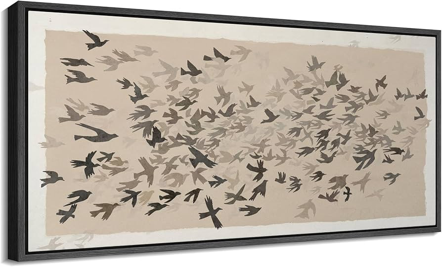 SIGNFORD Extra Large Framed Canvas Neutral Birds in Flight Minimalist-Inspiredwork Illustrations ... | Amazon (US)