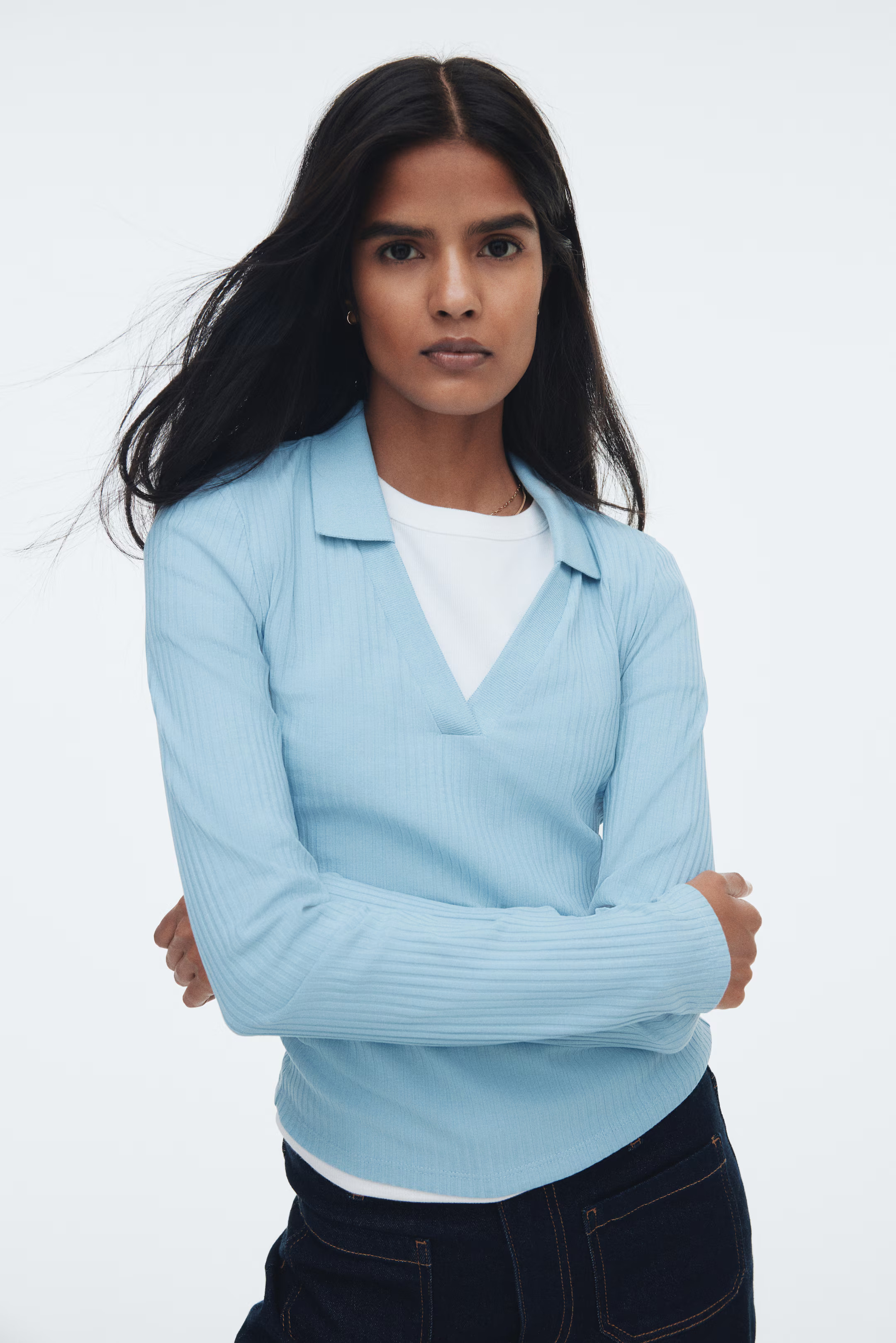 Ribbed Top with Collar | H&M (US + CA)