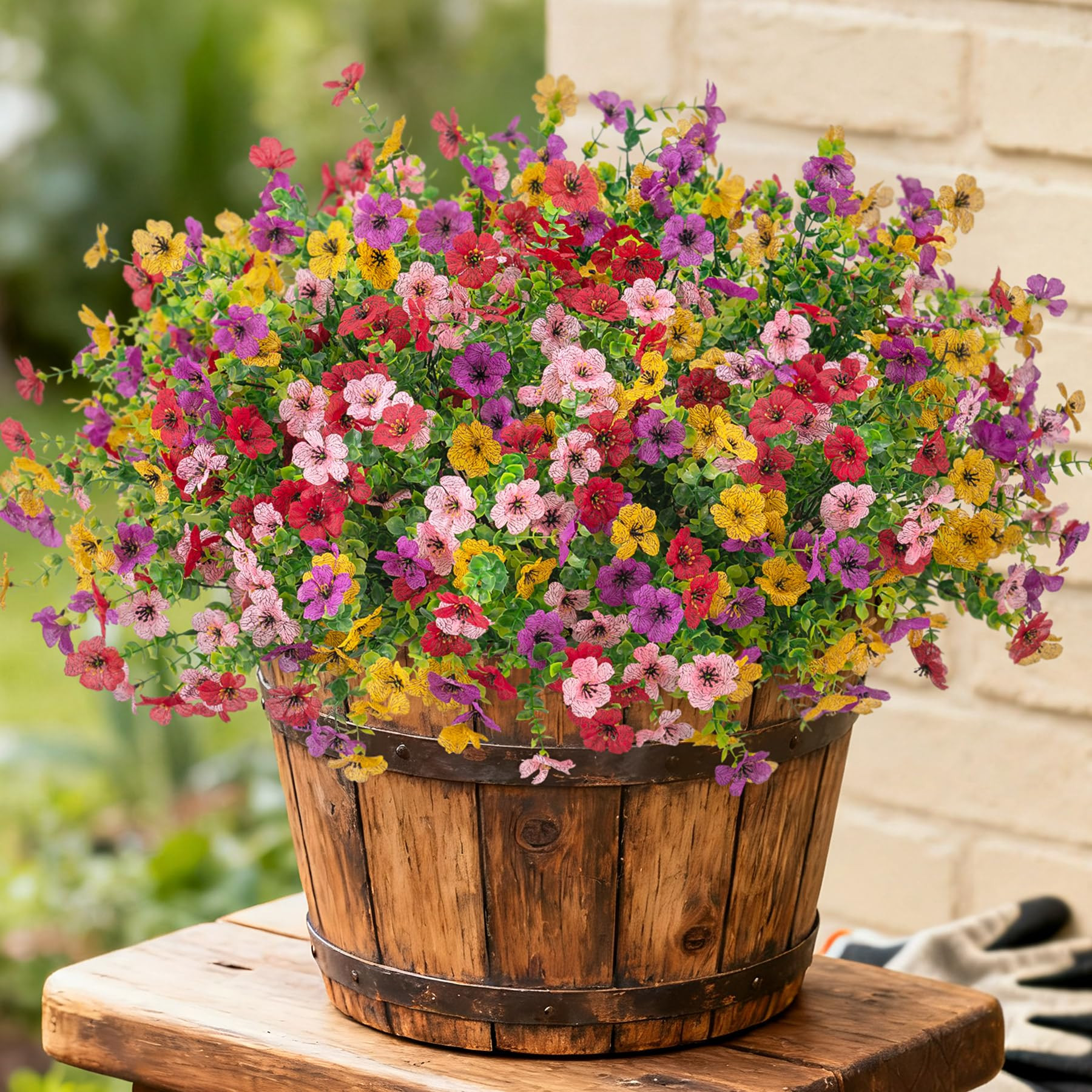 INXUGAO Artificial Fake Flowers Plants for Outdoor Spring Summer Decor, 12 Bundles Faux Silk Flow... | Amazon (US)