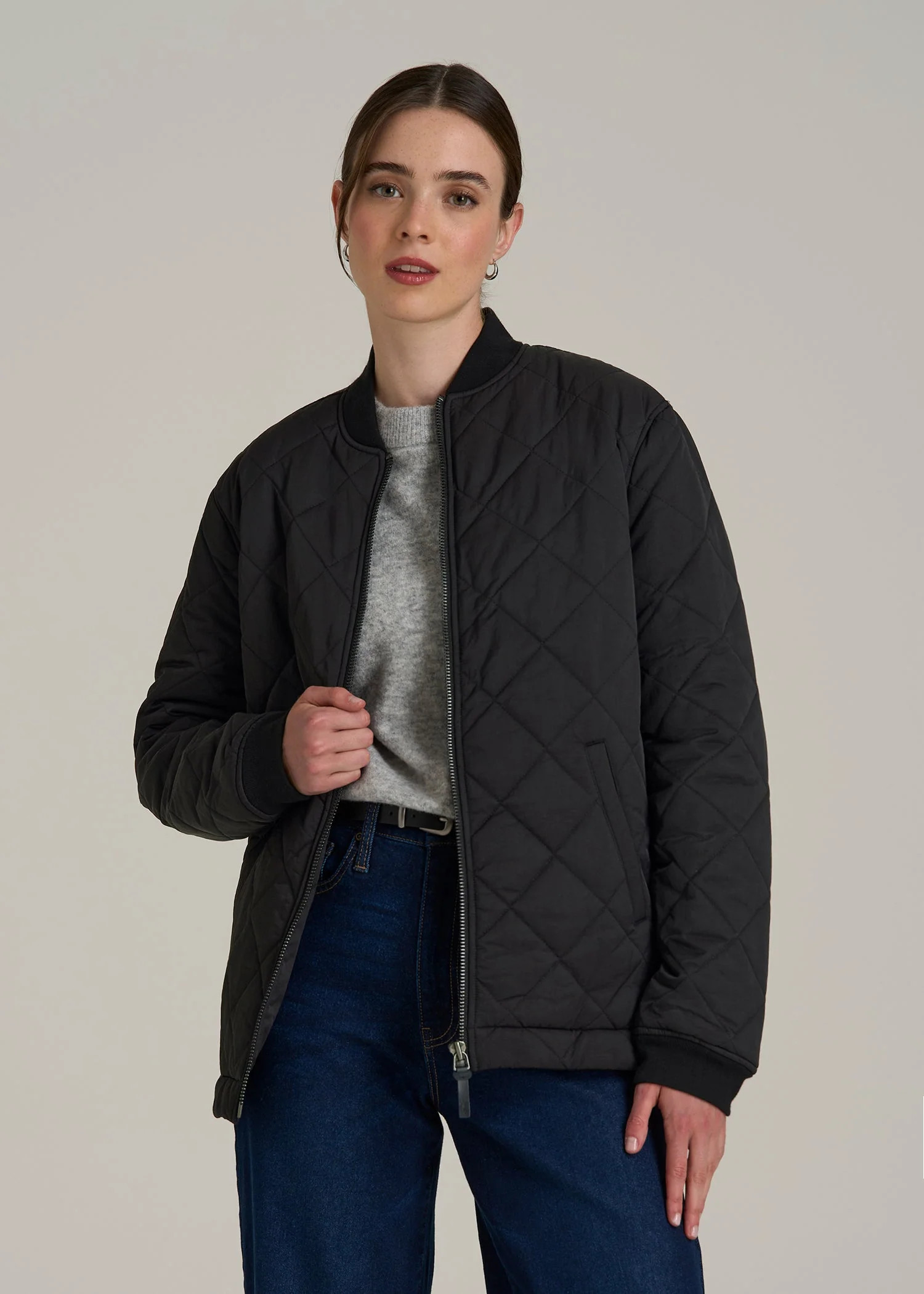 Quilted Jacket for Tall Women in Black | American Tall