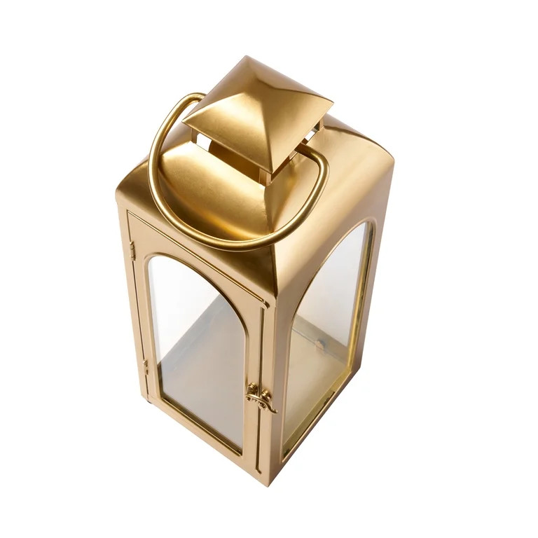 Better Homes & Gardens Gold Medium Metal Lantern Candle Holder | Walmart (US)