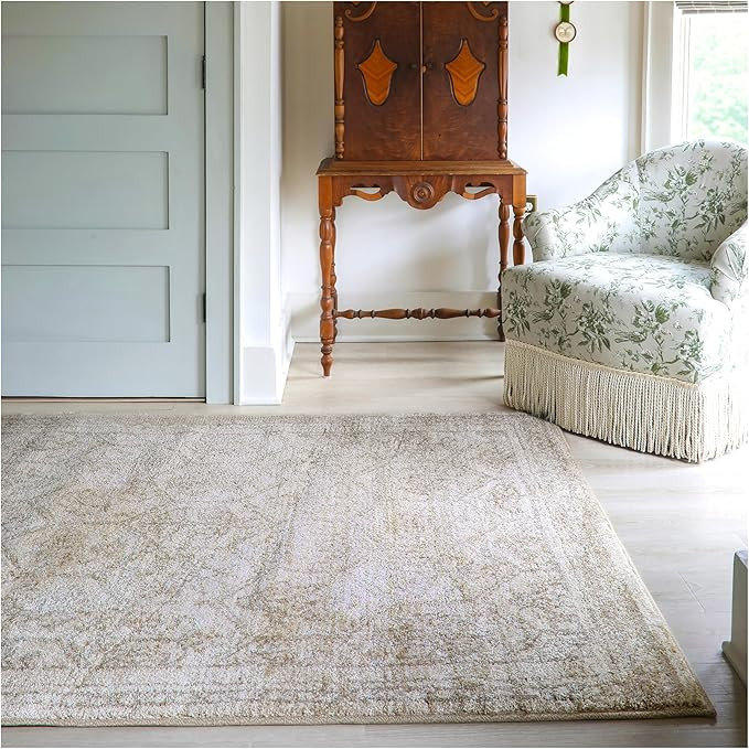 Jenni Yolo Home Aster Area Rug - 5'3" x 7'0" Neutral Tan Rectangle, Stain-Resistant, Non-Shedding... | Amazon (US)