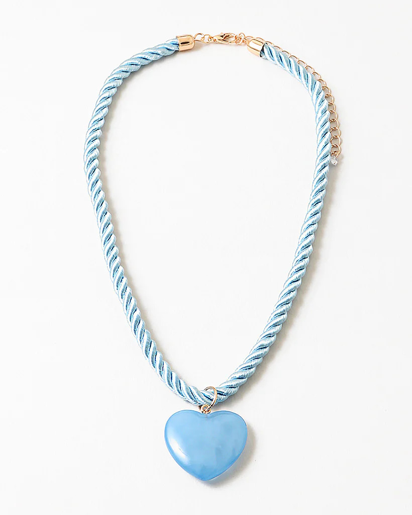 Blue Sky Silk Cord and Heart Necklace | Erin McDermott Jewelry