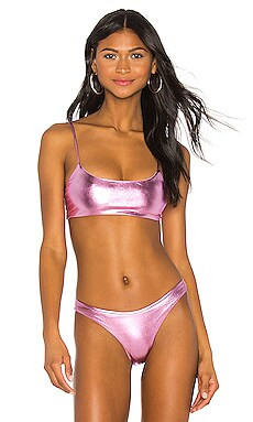 superdown Natalia Bikini Top in Pink Metallic from Revolve.com | Revolve Clothing (Global)