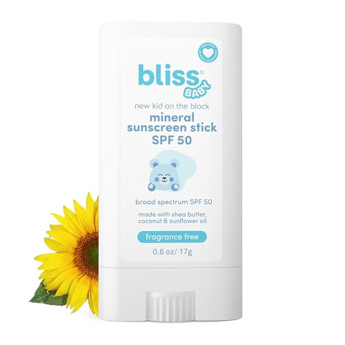 Amazon.com: Bliss Baby Mineral Face Sunscreen Stick, SPF 50, Natural Zinc Oxide, Unscented, Hypoa... | Amazon (US)