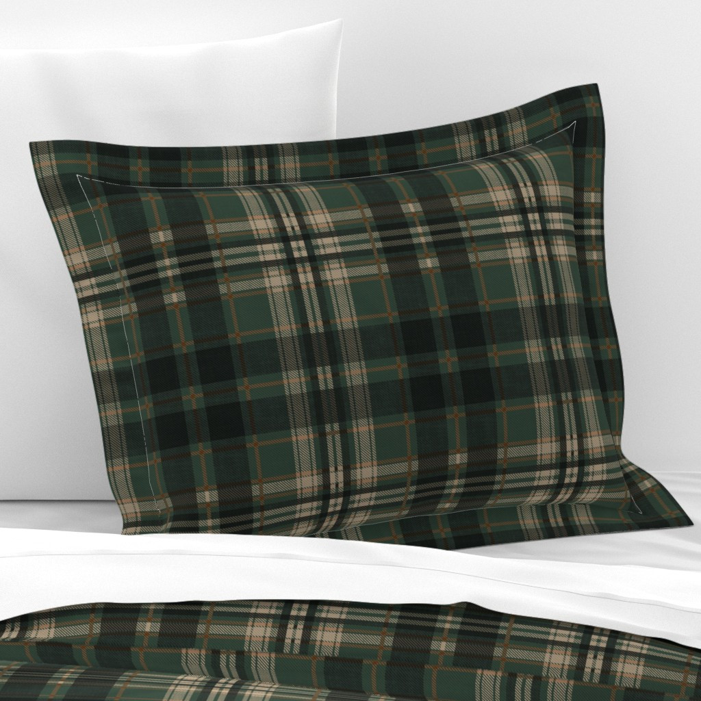 Pillow Sham in Cabin Plaid -Elegant Green | Spoonflower