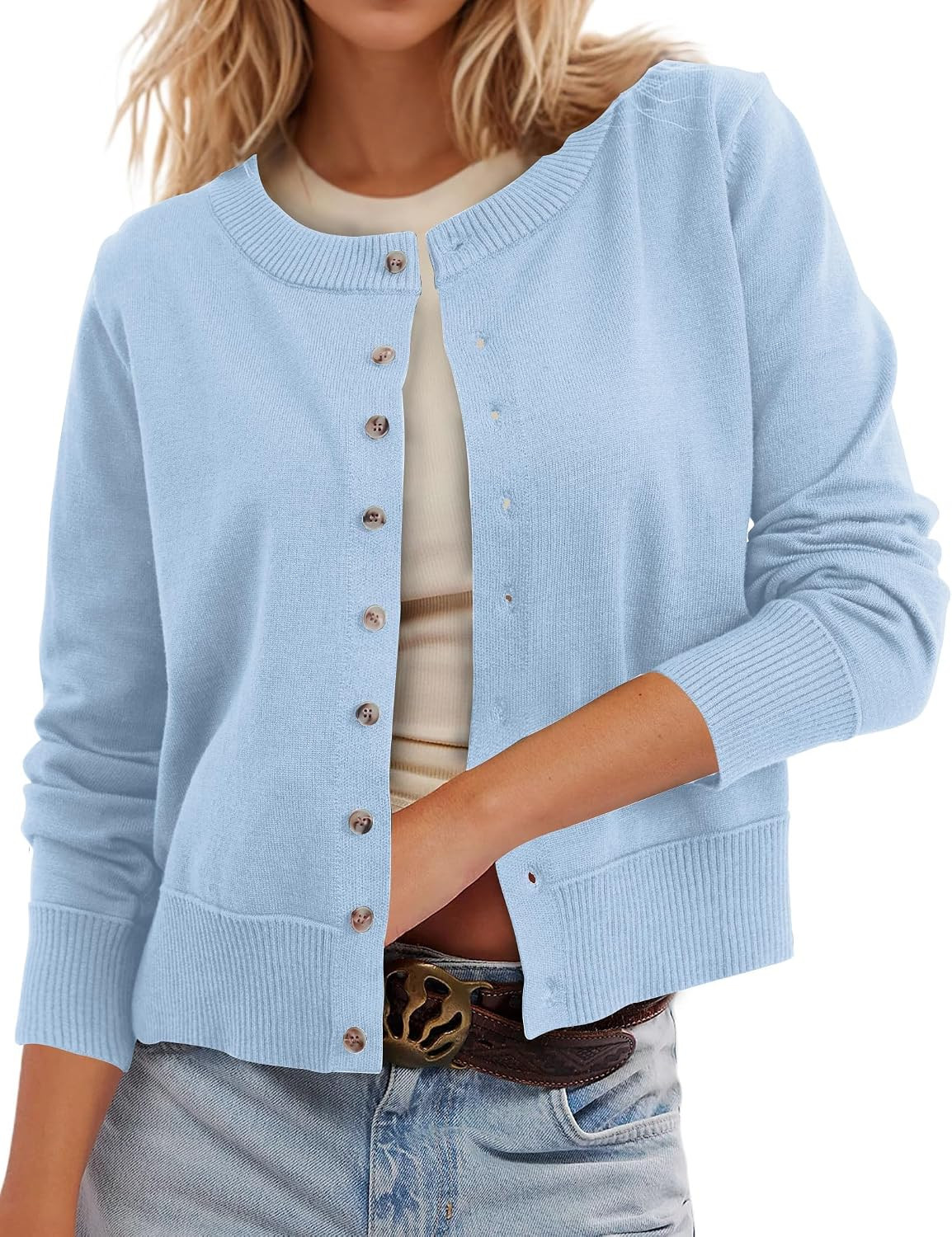 Womens 2026 Leopard Cardigan Cropped Button Up Sweater | Amazon (US)