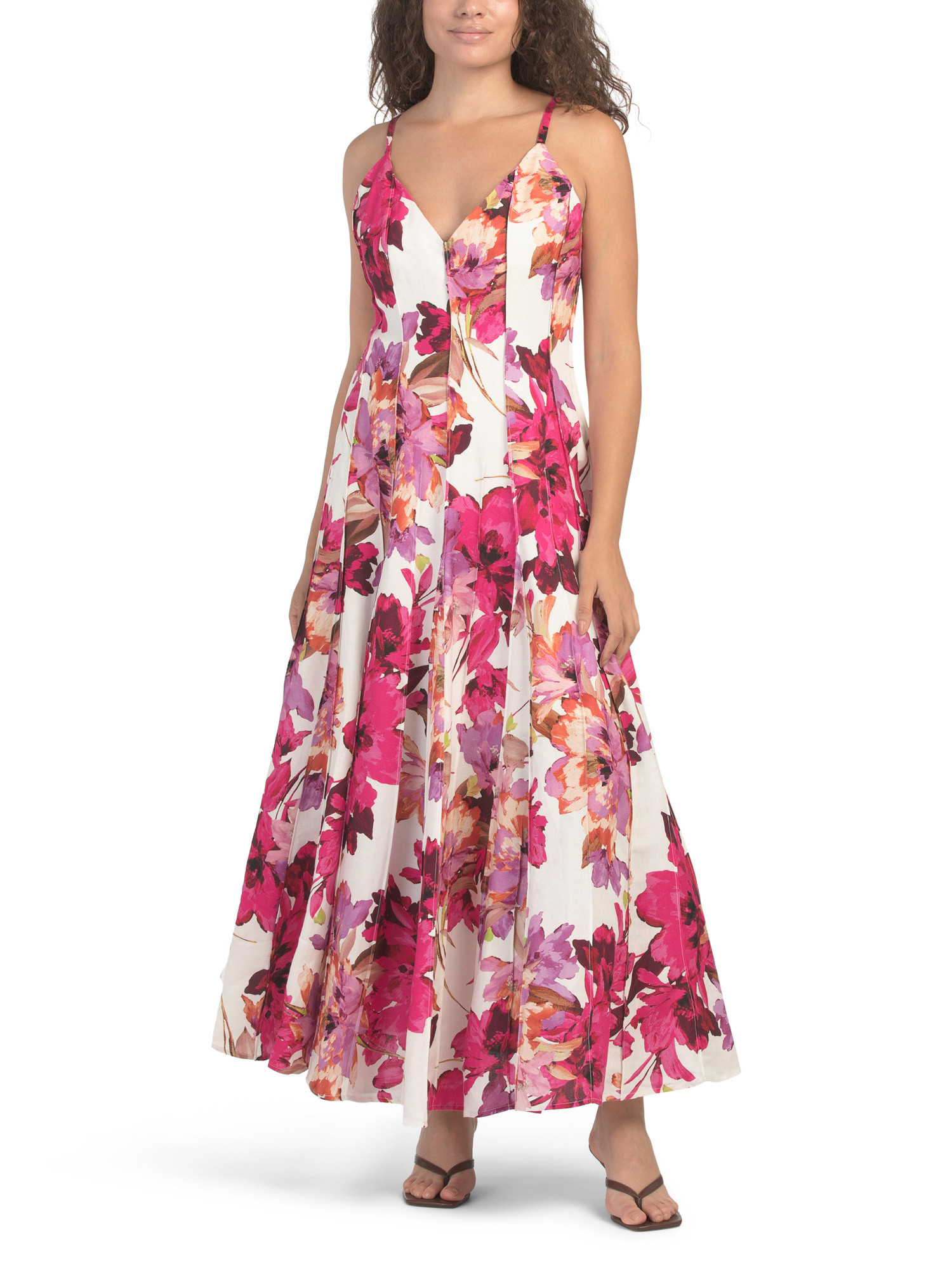 Linen Blend Michah Paneled Midi Dress | TJ Maxx