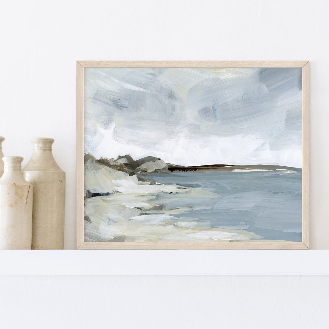 Beach Painting Neutral Coastal Wall Art Seascape Modern - Etsy | Etsy (US)