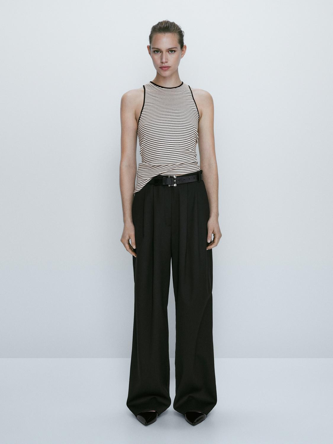 Striped sleeveless T-shirt | Massimo Dutti US