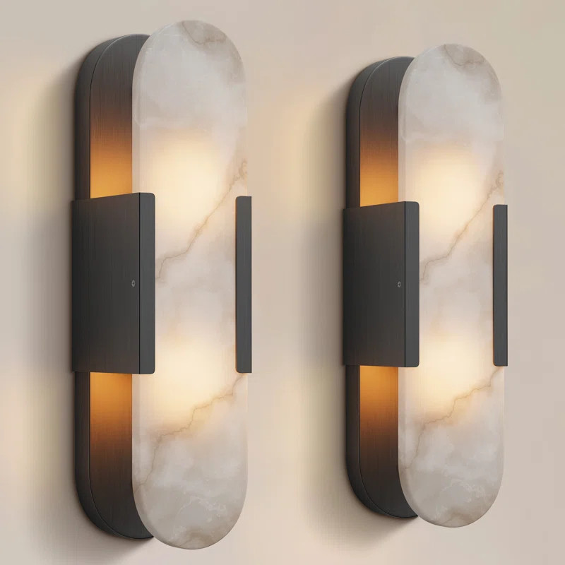 Everly Quinn Zaheda Dimmable LED solid brass Wall Mounted Sconce with Alabaster Shade & Reviews |... | Wayfair North America