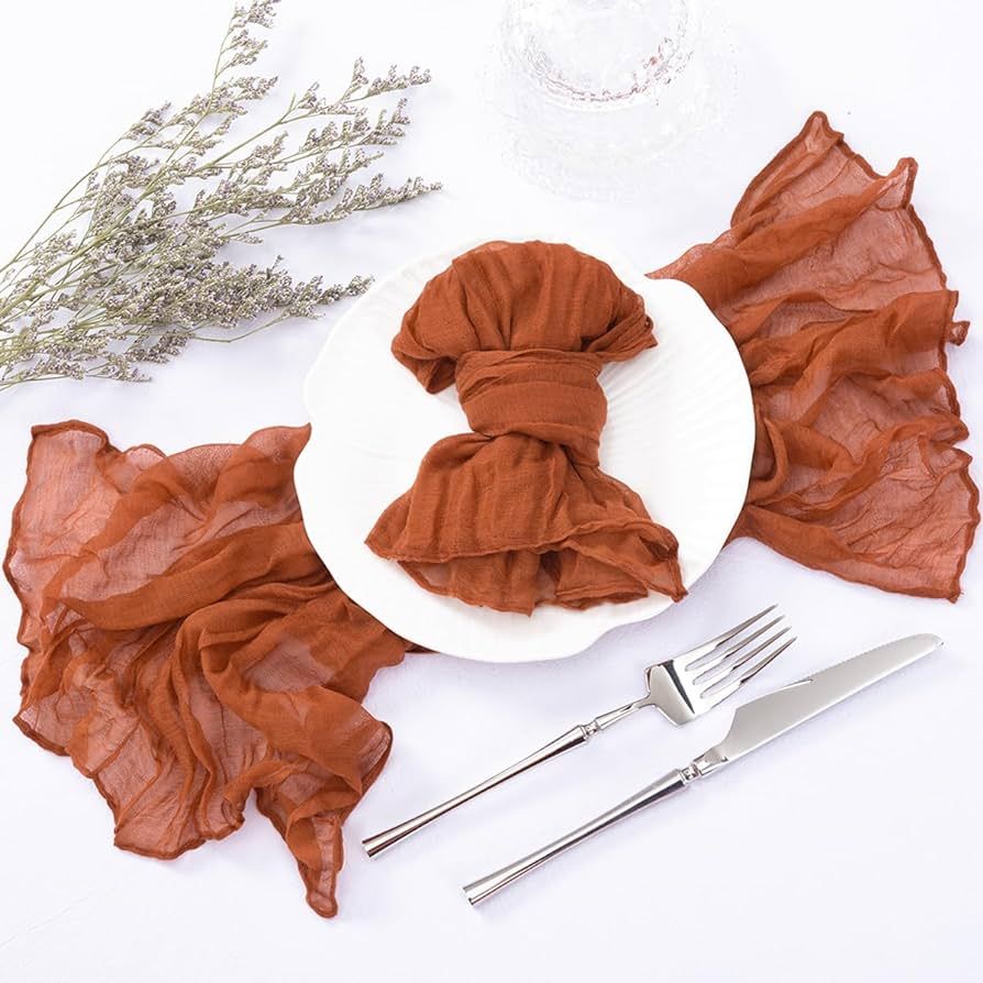 Socomi Cheesecloth Napkins Bulk 21"x21" Set of 10 Cotton Dinner Napkins Rustic Linen Table Napkins f | Amazon (US)