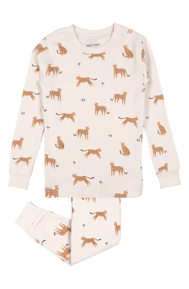 Kids' Cheetah Print Organic Cotton Fitted Two-Piece Pajamas | Nordstrom
