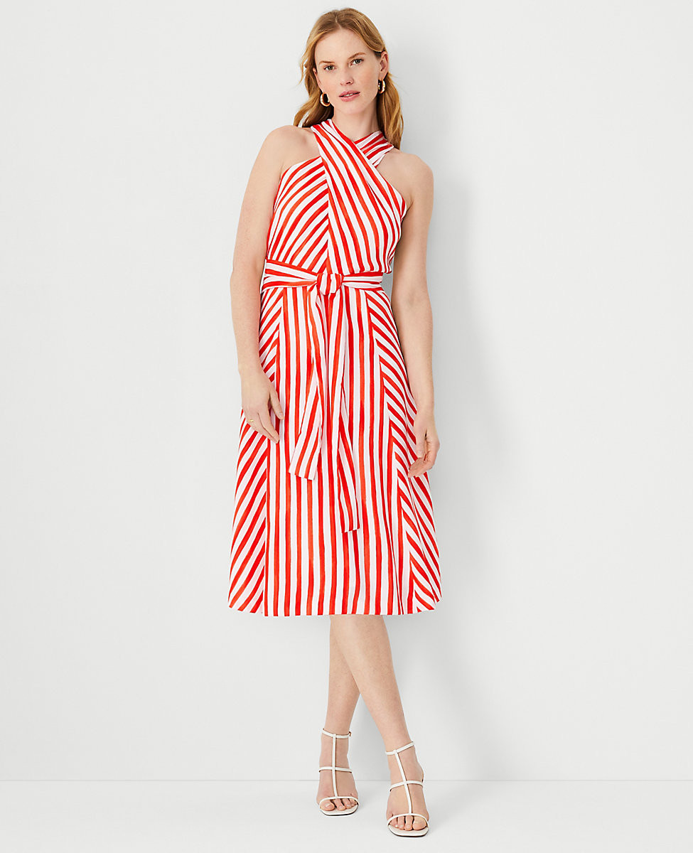 Petite Striped Crossover Neck Wrap Dress

 | Ann Taylor (US)