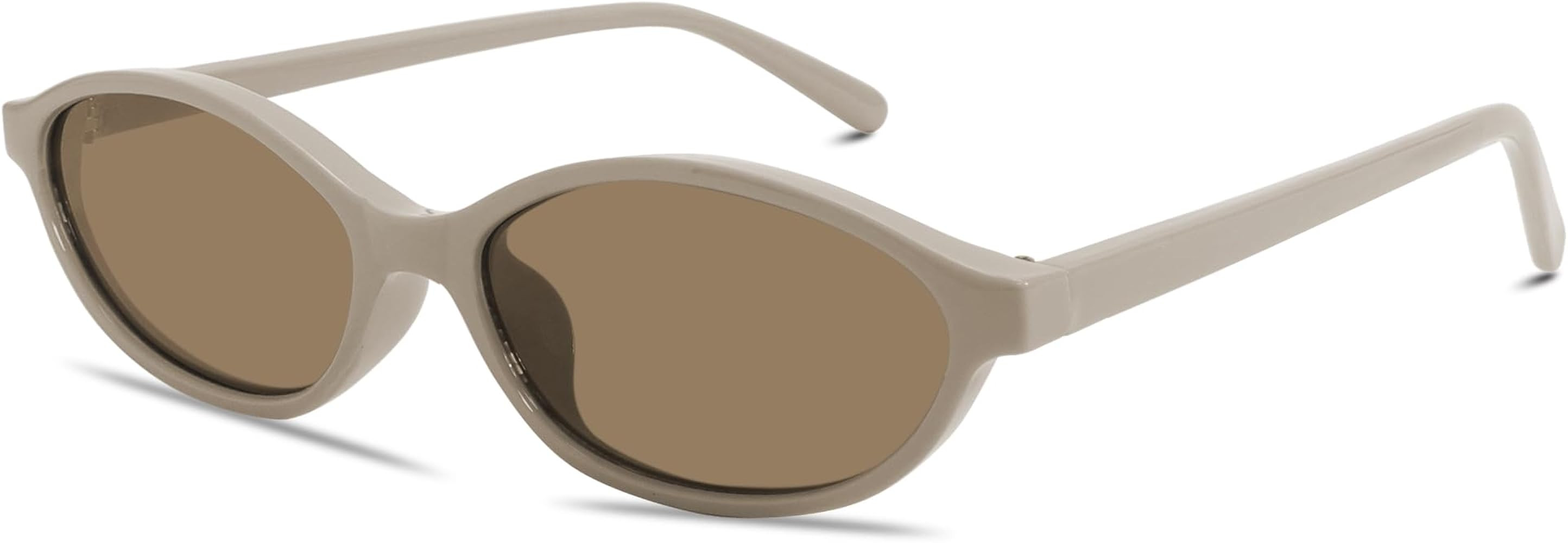 Retro Oval Sunglasses for Women Chic Cat Eye 90s Sunnies Lightweight Narrow Shades Trendy UV prot... | Amazon (US)