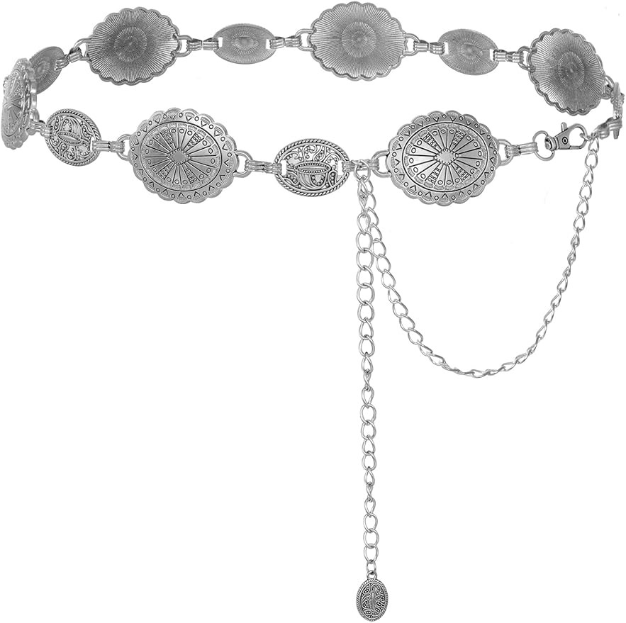 FIORETTO Metal Chain Link Belt for Women Western Cowgirl Waist Chain Boho Country Turquoise Belts... | Amazon (US)