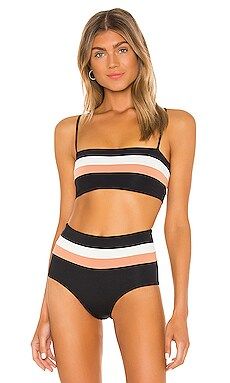 L*SPACE Rebel Stripe Bikini Top in Black, Cream & Chestnut from Revolve.com | Revolve Clothing (Global)