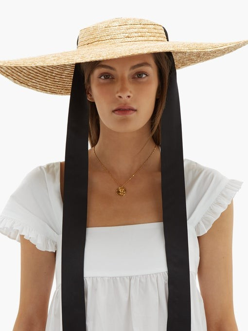 Grosgrain-tie wide-brim straw hat | Matches (US)