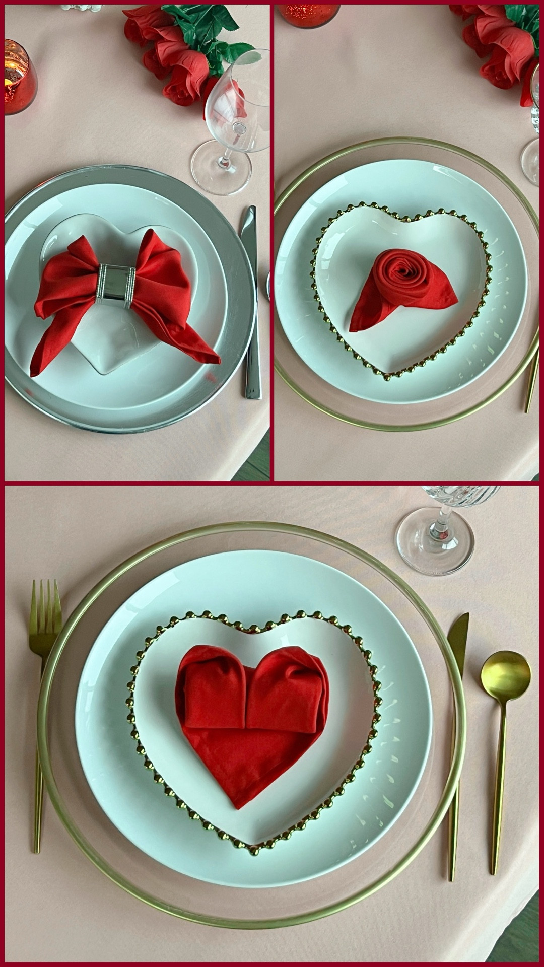 Let’s style some napkins for Valentine’s Day! Red cloth napkins, napkins styling, valentine rose napkins, valentine tablescape decor, Galentine tablescape

#LTKHome #LTKSeasonal #LTKValentine