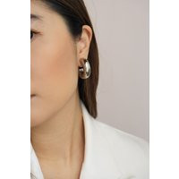 Chunky Hoop Earrings | Silver Chubby Thick Hoops Light Weight Modern Unisex | Etsy (US)