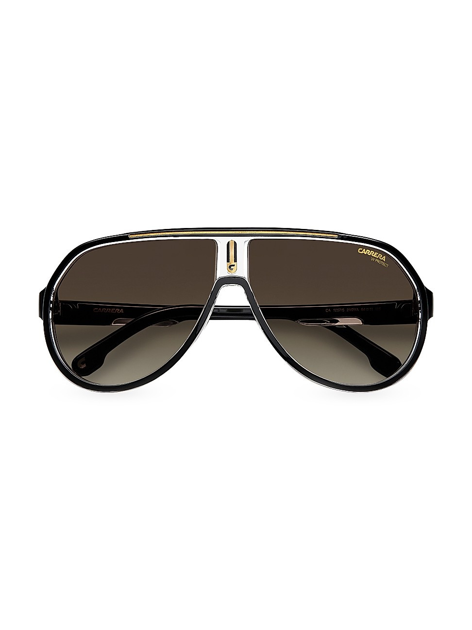 Men's Carrera 1057/S 64MM Plastic Aviator Sunglasses - Black Gold Brown | Saks Fifth Avenue