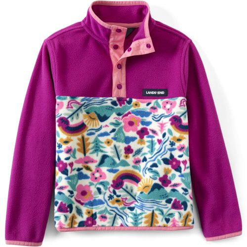 Kids Heritage Fleece Snap Neck Pullover | Lands' End (US)
