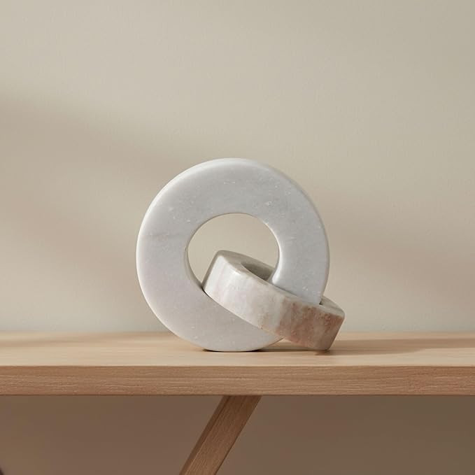 Home Decor and Bathroom Decor Marble Double Ring - Modern Shelf Sculpture and Office Accents for ... | Amazon (US)