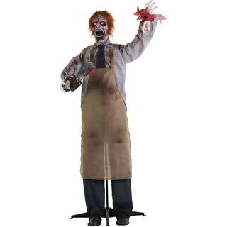 67 in. Animatronic Zombie Carver with Movement, Sound, and Light-Up Eyes for Scary Halloween Yard... | The Home Depot