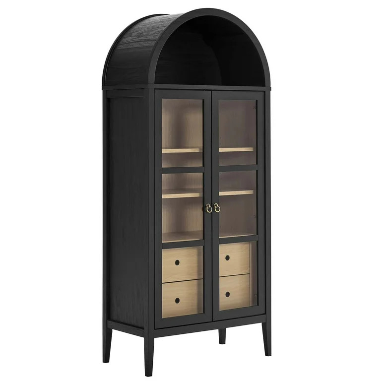Modway Nolan Wood Tall Storage Display Cabinet in Black and Oak | Walmart (US)