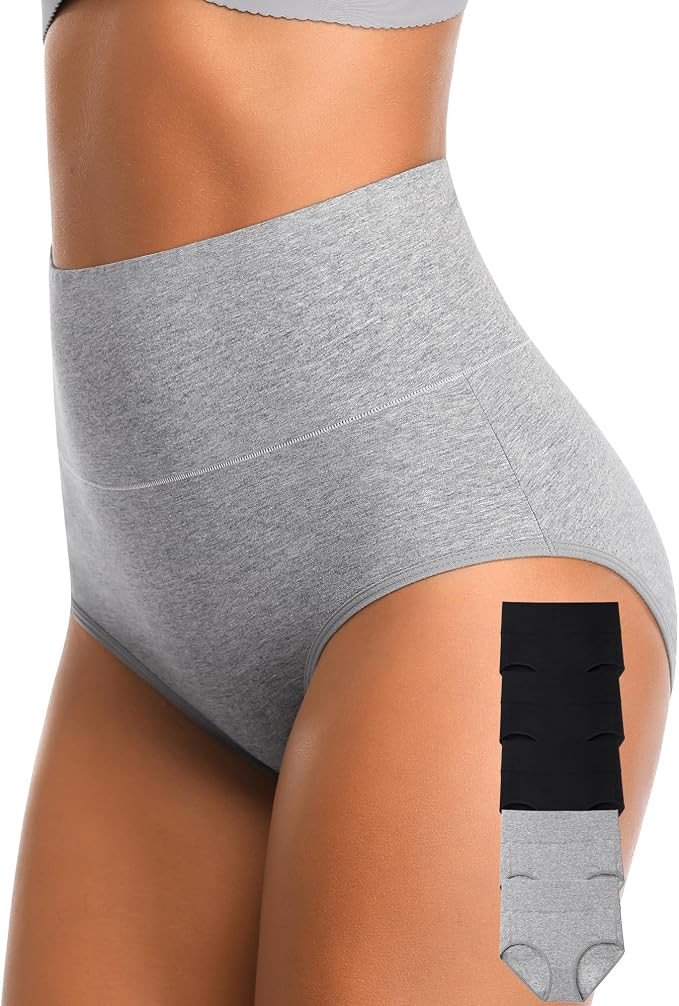 CULAYII Tummy Control Underwear Womens High Waisted Cotton Panties Breathable Full Coverage Postp... | Amazon (US)