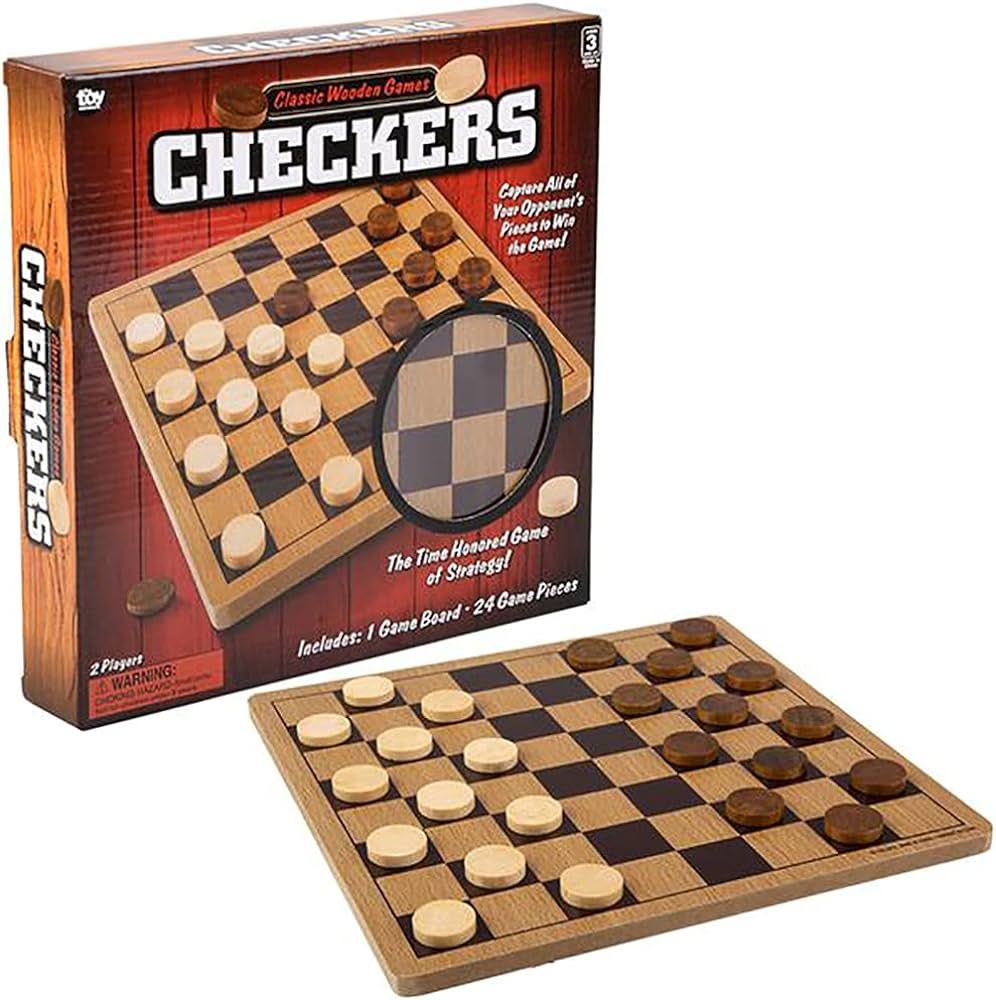 Classic Wooden Board Games, Great for Prizes, 10" (10" Wooden Checkers) | Amazon (US)