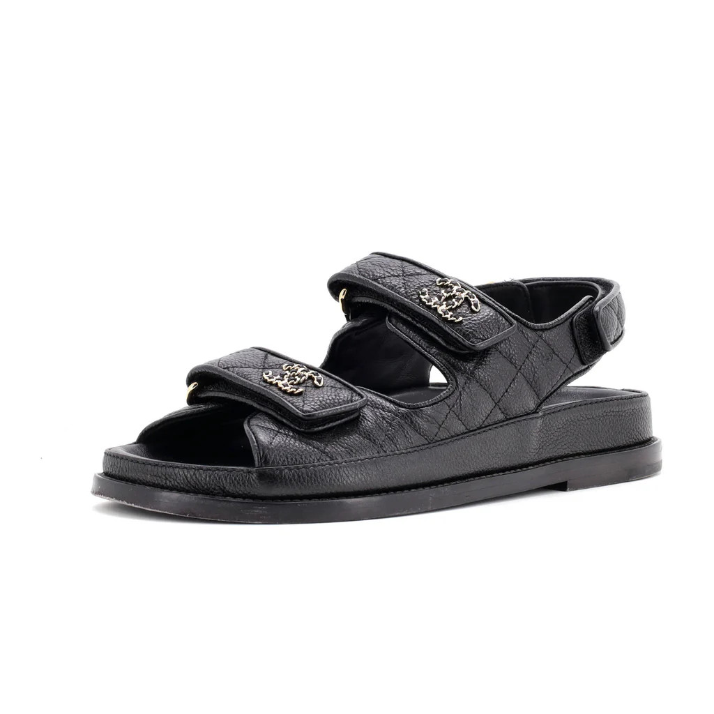 Women's Velcro Dad Sandals Quilted Leather | Rebag