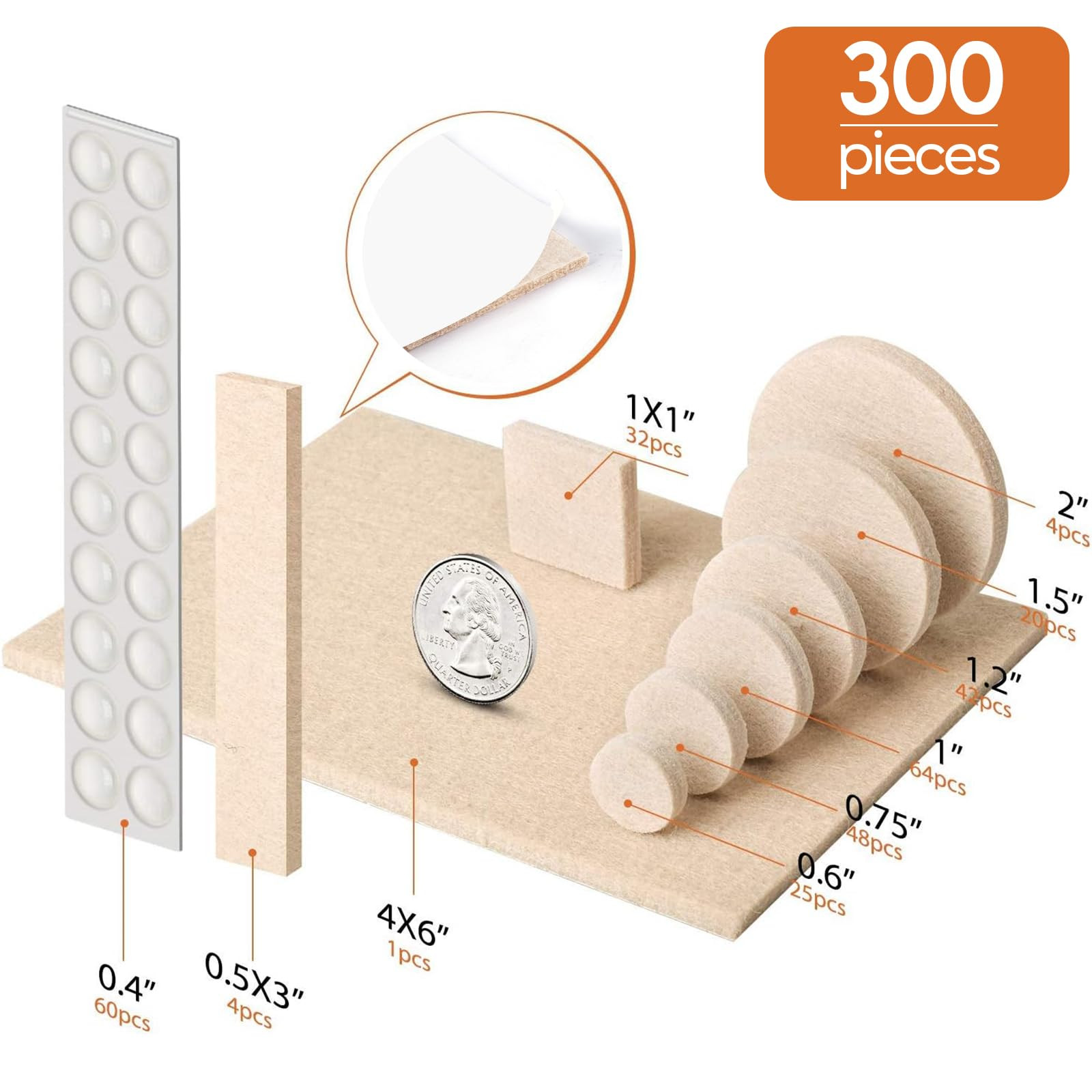Furniture Pads 300 Pack Felt Pads for Furniture, Huge Quantity Self Adhesive Felt Furniture Pads,... | Amazon (CA)