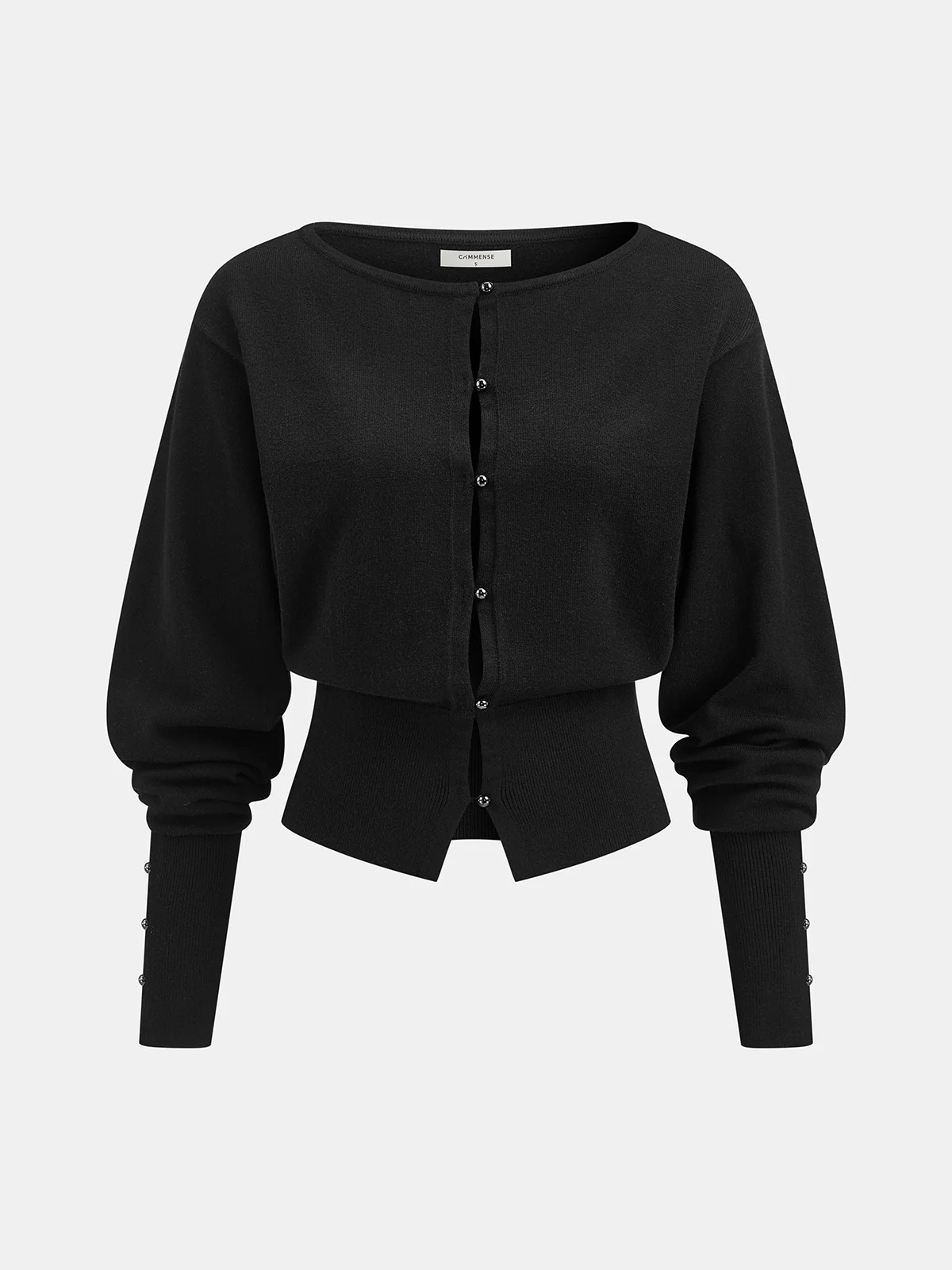 Wool Blend Buttoned Balloon Sleeve Cardigan | Commense