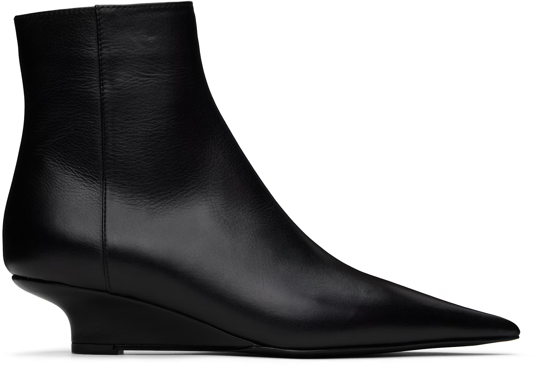 TOTEME - Black Sharp Leather Ankle Boots | SSENSE