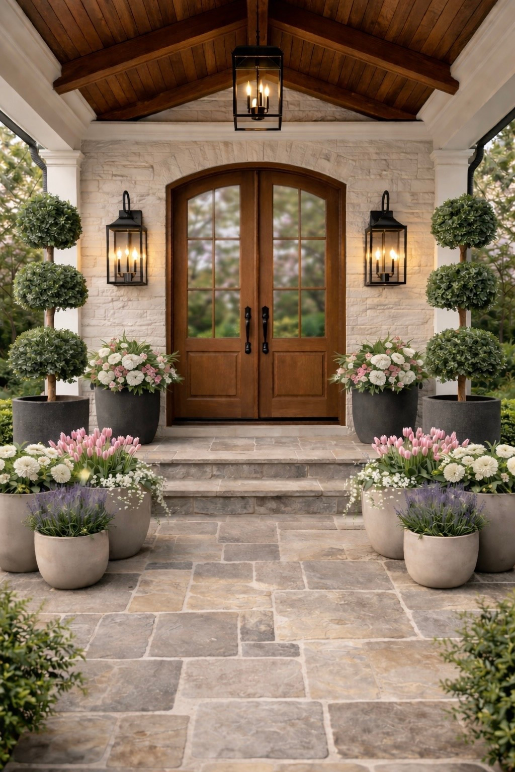 Designer-Style Spring Porch That Feels Like a Luxury Entry

Follow @farmtotablecreations on Instagram for more cozy home inspiration 🤍

This front porch look is all about symmetry, layered greenery, and fresh spring florals for that magazine-worthy first impression. The structured topiaries paired with soft overflowing blooms create the perfect balance of polished and welcoming, while the stone, warm wood tones, and classic lantern lighting give the space a timeless high-end feel. It’s the kind of entry that instantly makes guests feel at home — and makes pulling into the driveway feel extra special every single day.

#porchdecor #frontporch #springdecor #springporch #outdoordecor #outdoorliving #planters #topiary #lanterns #entrywaydecor #outdoorfurniture #neutraldecor #homeexterior #curbappeal

#LTKSaleAlert #LTKSeasonal #LTKHome