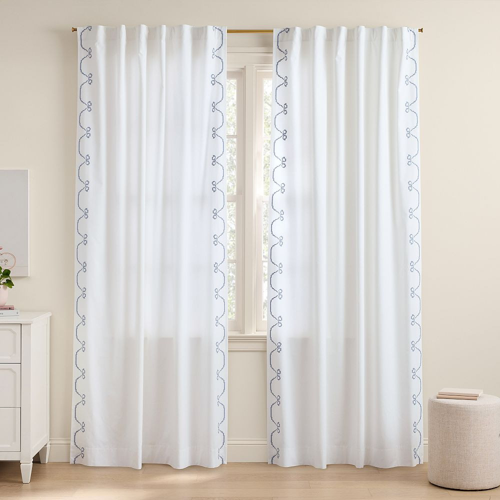 Georgia Bow Light-Filtering Curtain | Pottery Barn Teen