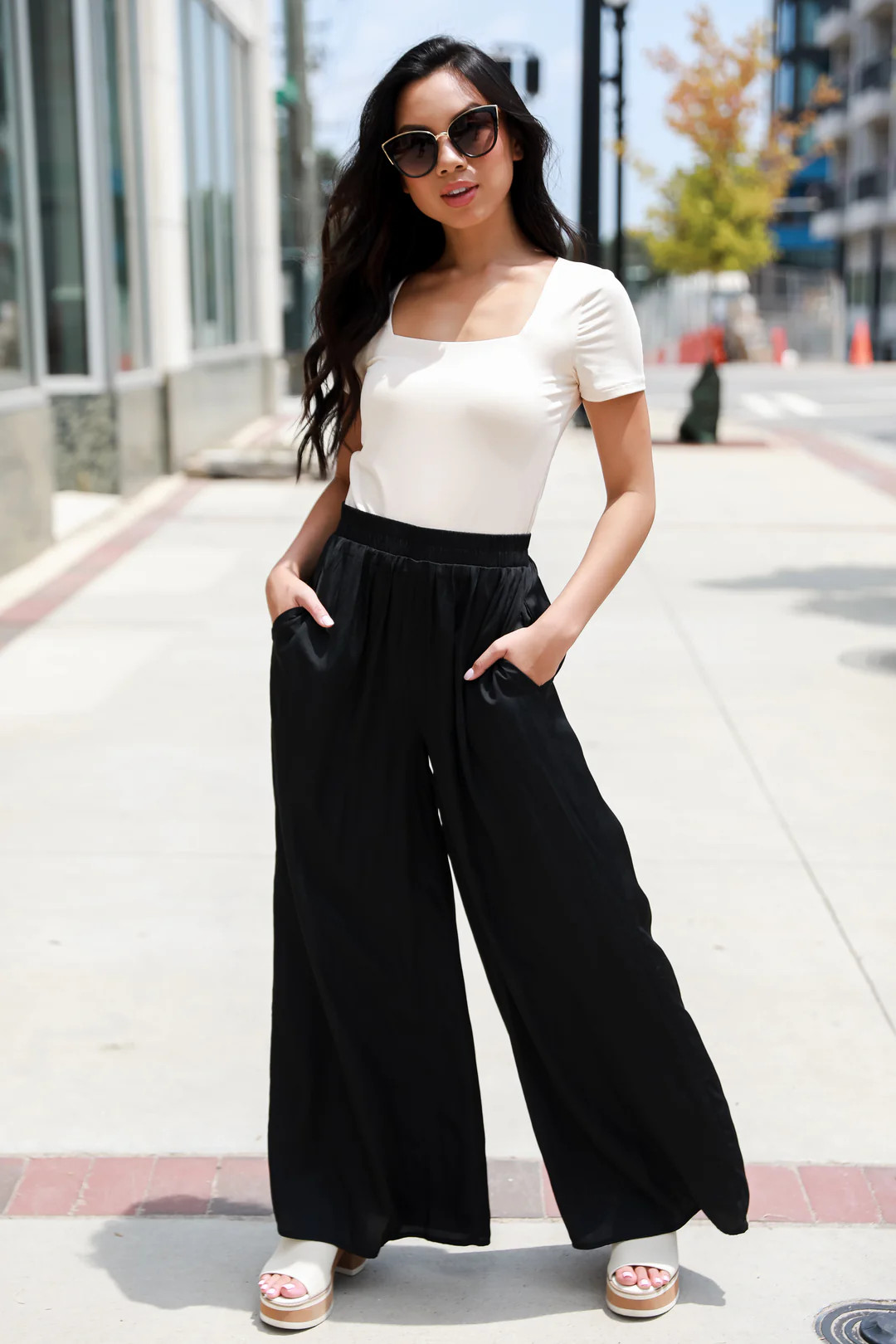 Chic Influence Satin Wide Leg Pants | Dress Up