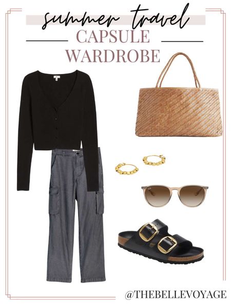 Summer vacation outfit | Travel outfit for summer | Summer packing list | What to wear on vacation 
Cargo pants
Cropped cardigan

#LTKtravel #LTKstyletip #LTKSeasonal