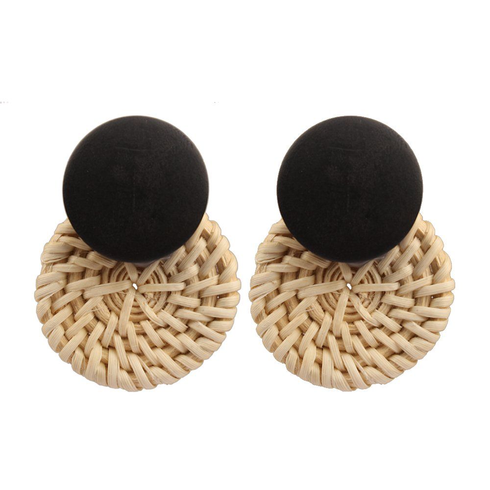 Drop Earrings Hoop Earrings Fashion and All-match Round Ornament Hand Rattan Weaving Bohemian Sty... | Amazon (US)