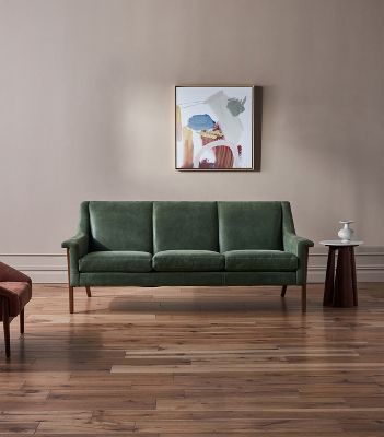Villa Three-Cushion Leather Sofa | Anthropologie (US)
