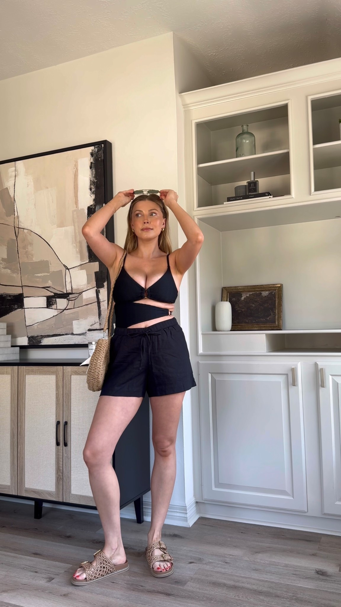 Swim vacation outfit for summer! Wearing a M in the swimsuit and S in linen shorts. Currently 30% off + code SHORTSAF stacks for an additional 15% off! 

#LTKSaleAlert #LTKStyleTip #LTKSeasonal