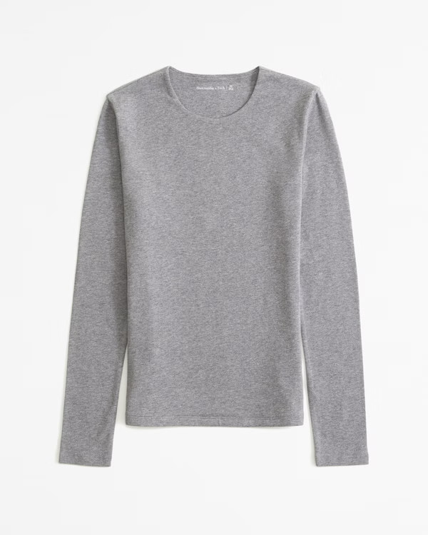 Women's Essential Long-Sleeve Tuckable Baby Tee | Women's Tops | Abercrombie.com | Abercrombie & Fitch (US)