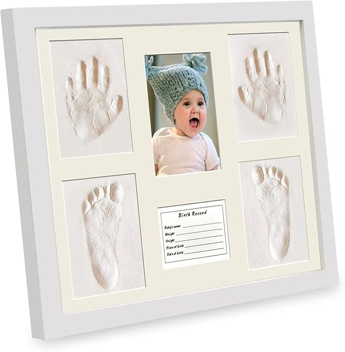MICKYU Baby Picture Frame, Baby Handprint Footprint Keepsake Kit, Clay Mold Milestone Picture Fra... | Amazon (US)