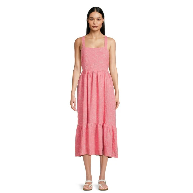 Time & Tru Women's Tie Bk Midi Dress - Walmart.com | Walmart (US)