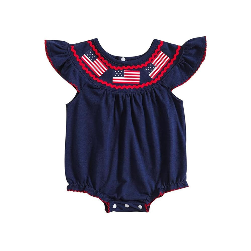 Baby Girls 4th of July Onesie Romper American Flag Jumpsuit Infant Bodysuit Independence Day Patr... | Amazon (US)